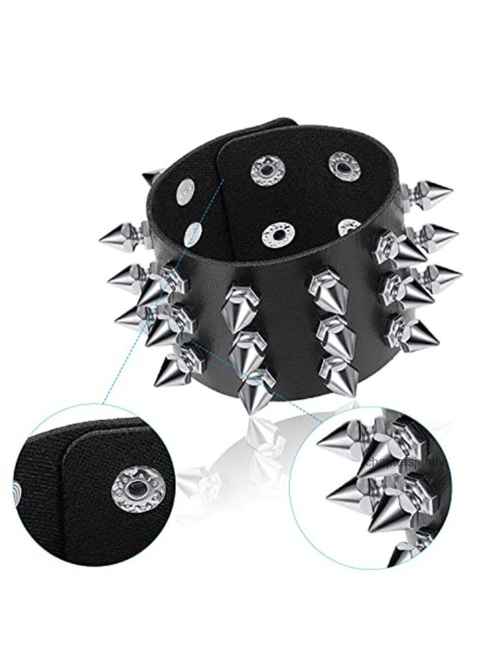 Punk Studded Faux Leather Cuff Bracelet Set Rivet Biker Jewelry Gift - Picture 3 of 6